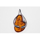 Pendentif ambre et argent Noisette