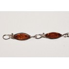 Bracelet ambre et argent Automne cognac