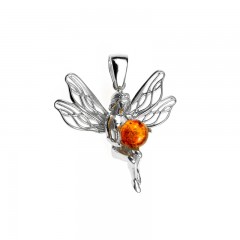 Pendentif ambre et argent fée Elaine