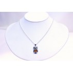 Collier ambre et argent Chouette