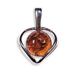 Pendentif ambre et argent Lana