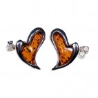 Boucles d'oreilles ambre et argent Cœur moderne
