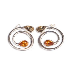 Boucles d'oreilles ambre et argent Celtica