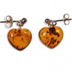 Boucles d'oreilles ambre coeur