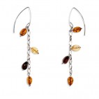 Boucles d'oreilles ambre et argent Saskia