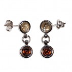 Boucles d'oreilles ambre et argent Duo