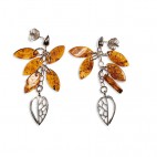 Boucles d'oreilles ambre et argent Natika