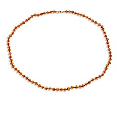Collier ambre petites perles couleur cognac 53 cm