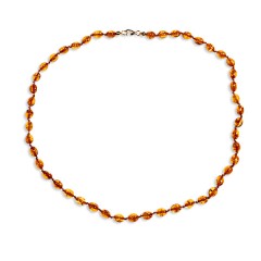 Collier ambre petites olives  cognac 43 cm