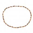 Collier ambre petites olives  multicolores 53 cm