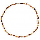 Collier ambre petites olives  multicolores 43 cm