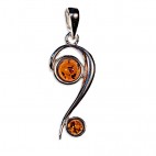 Pendentif ambre et argent tourbillon