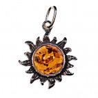 Pendentif ambre et argent soleil petit modèle