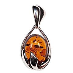 Pendentif ambre et argent Eclosion