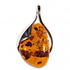 Pendentif ambre et argent Noisette