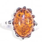 Bague ambre et argent Couronne