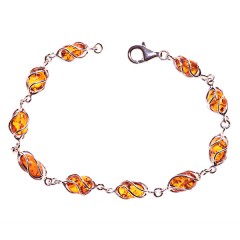 Bracelet ambre et argent Volière