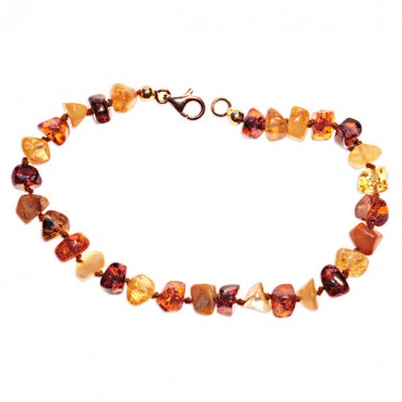 Bracelet ambre taille pavés multicolore