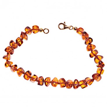 Bracelet ambre taille pavés cognac