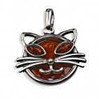 Pendentif ambre tête de chat