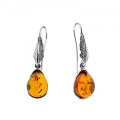Boucles d'oreilles ambre et argent Birdie