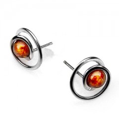 Boucles d'oreilles ambre et argent Mandy