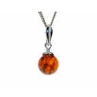 Pendentif ambre et argent Perle d'ambre
