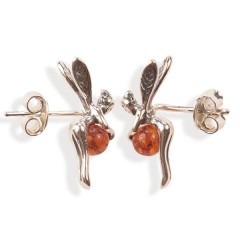 Boucles d'oreilles ambre et argent Mini fées