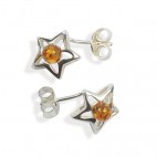 Boucles d'oreilles ambre et argent Starlett