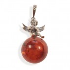 Pendentif ambre et argent Mael