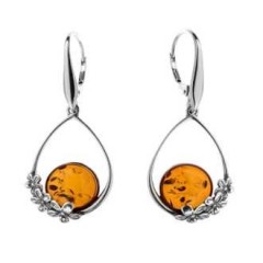 Boucles d'oreilles ambre et argent Sunflower