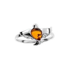 Bague ambre et argent Oiseau