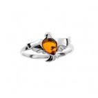 Bague ambre et argent Oiseau