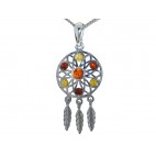 Pendentif ambre et argent attrape rêve