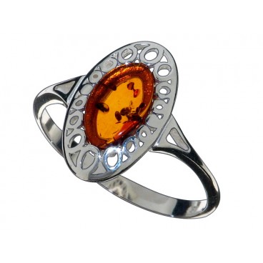 Bague ambre et argent Mona