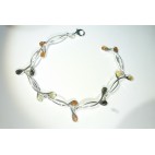 Bracelet ambre et argent Entrechats multicolore